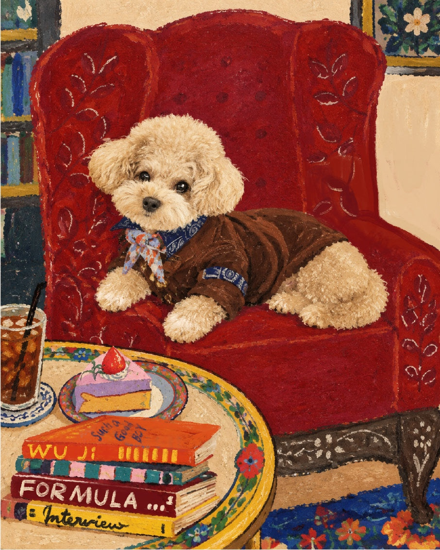 Beige-brown background + red sofa