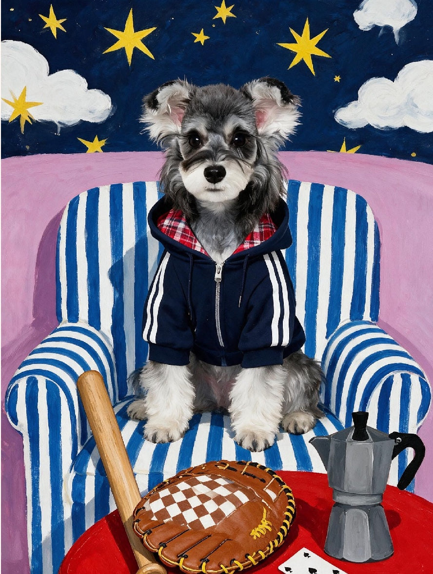 Blue stars + blue striped sofa